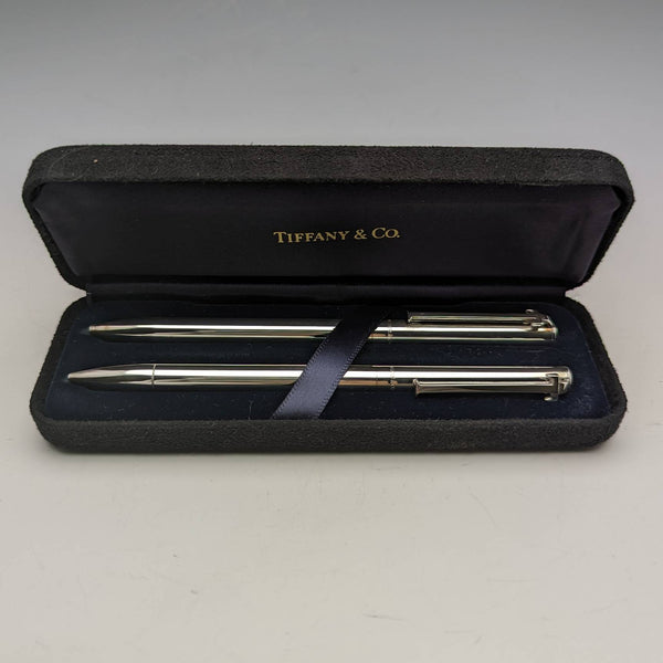US Vintage Tiffany Sterling Silver Propulsion Pencil & Ballpoint Pen in Case